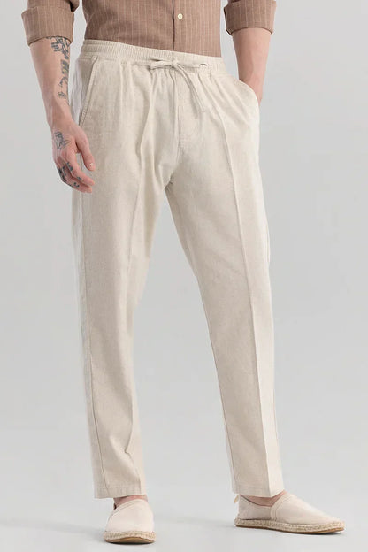 Wafty Beige Linen Trousers