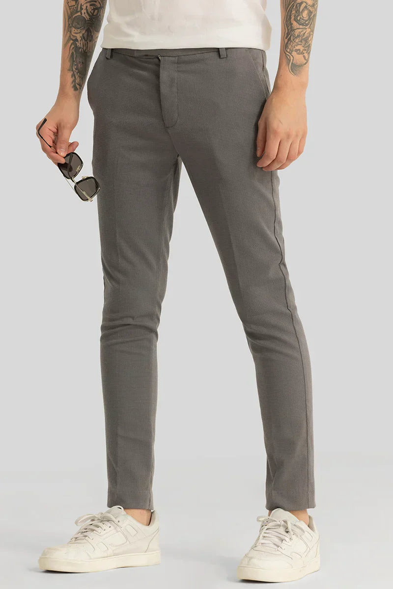 Yann Grey Plain Slim Fit Trousers