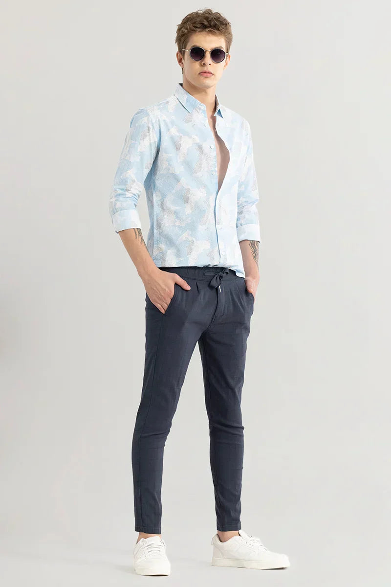 Veluxe Anchor Grey Checked Linen Blend Pant