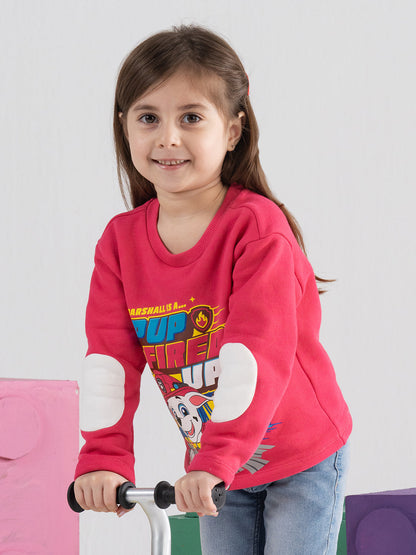 Chest Printed Paw Patrol Pink Sweatshirts