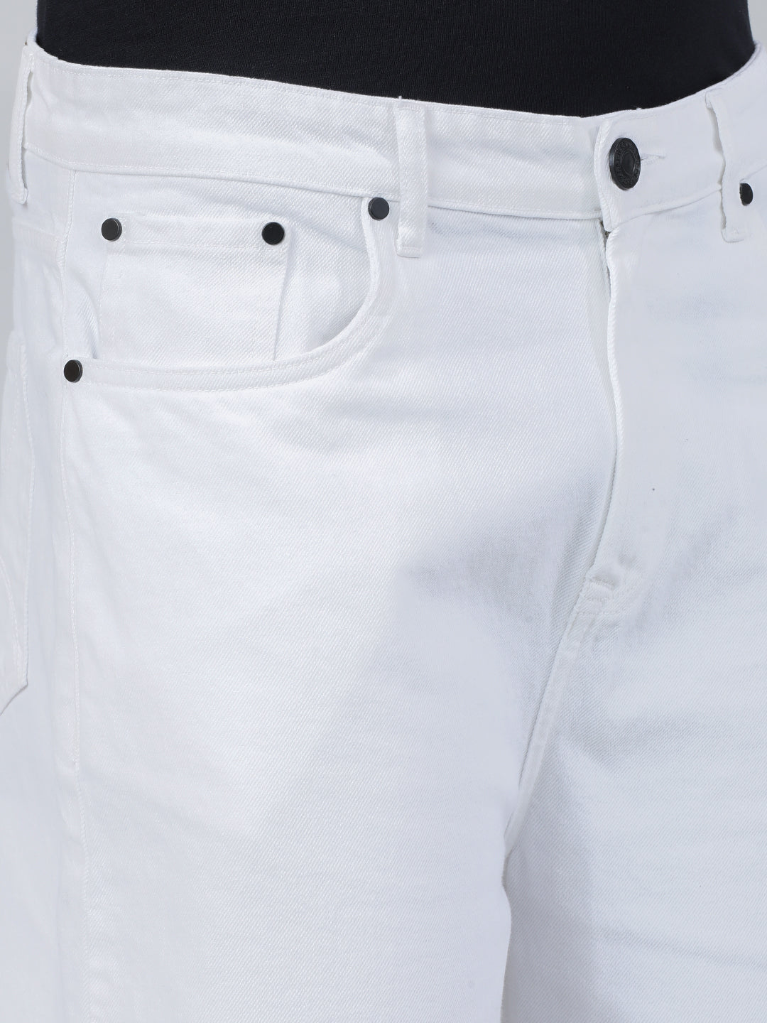 Men White Rigid Baggy Fit Solid Jeans