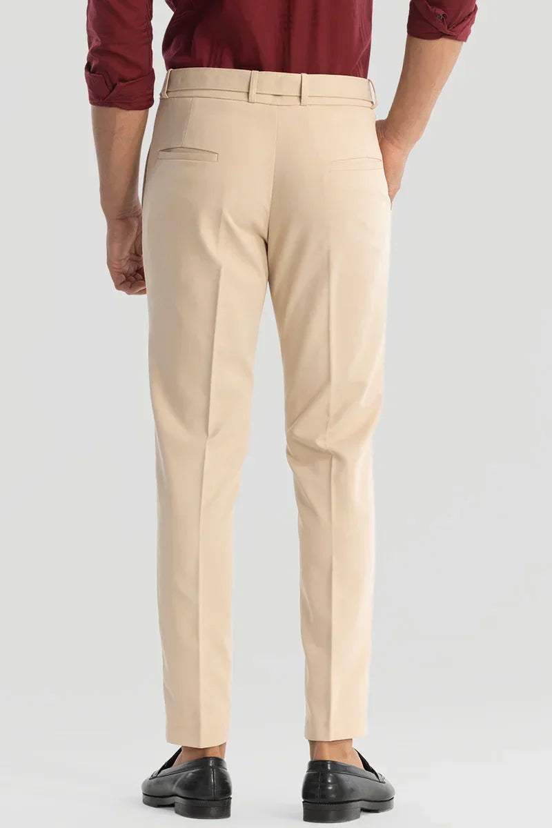 Beige Slim Fit Trousers