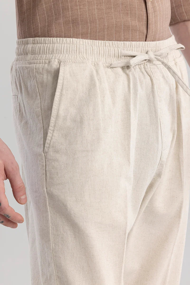 Wafty Beige Linen Trousers