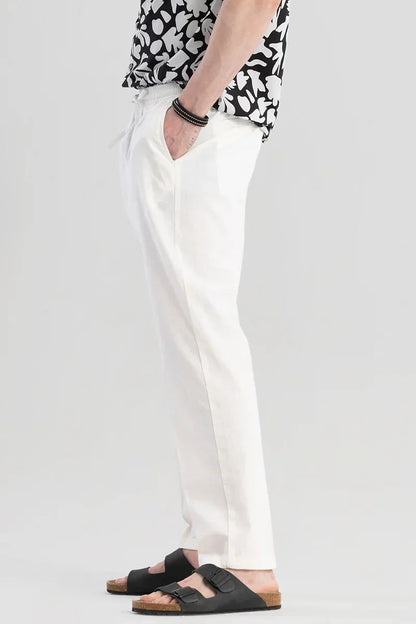 Wafty White Linen Trousers