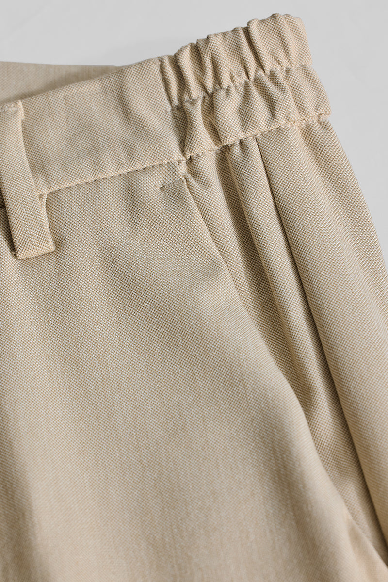 Beige Stretch Slim Fit Trousers