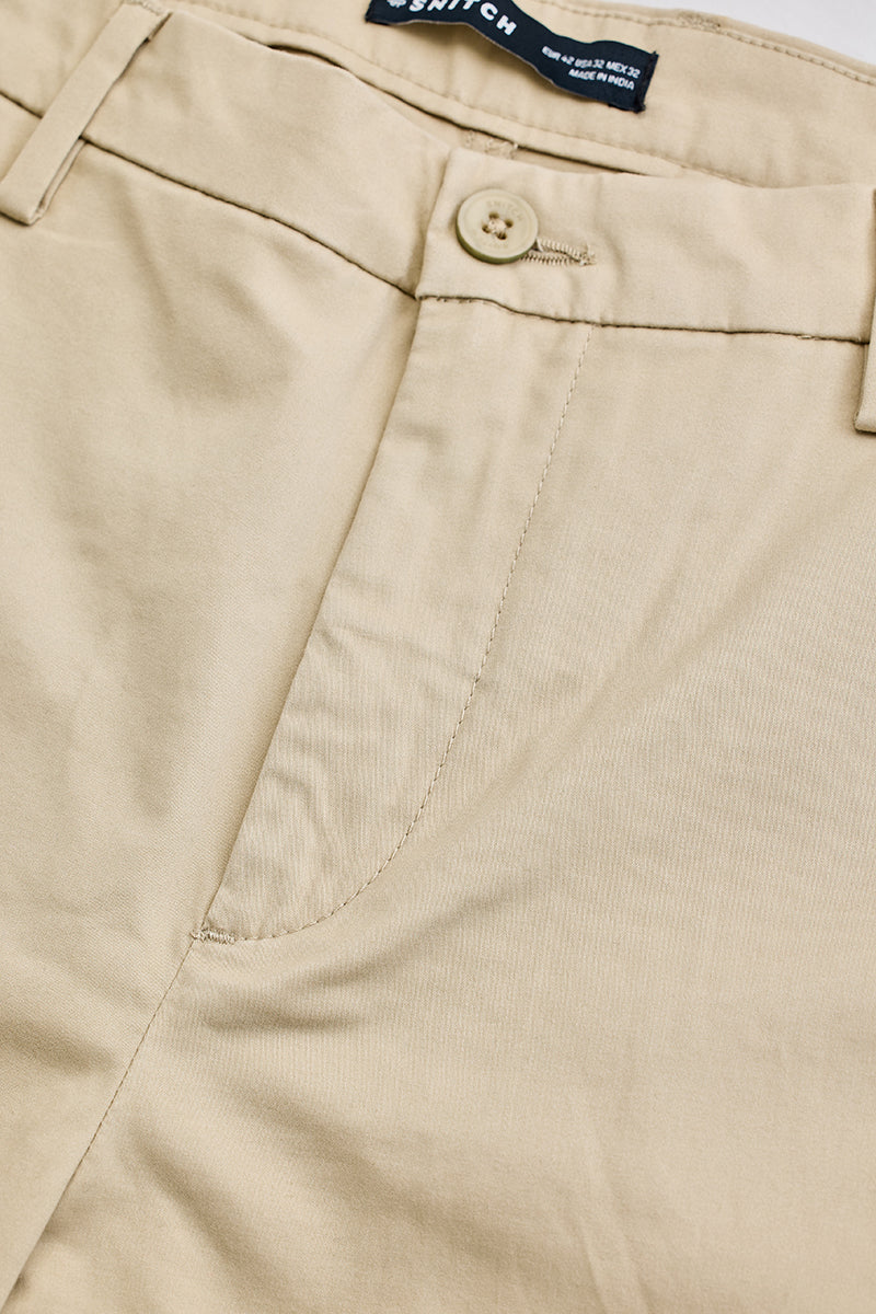 Beige Slim Fit Trousers