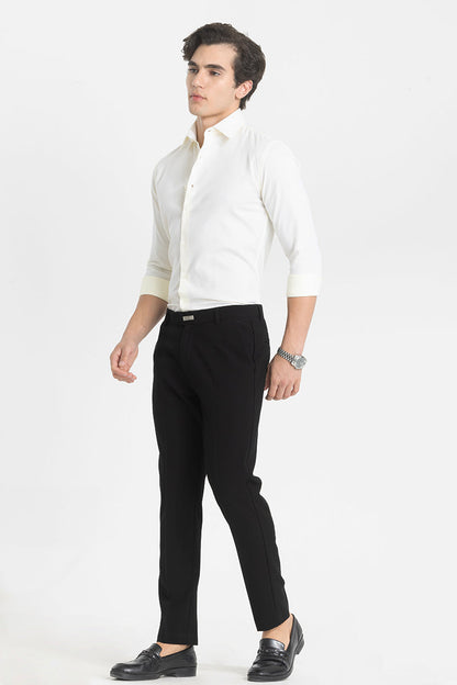 Black Self-Design Formal Trousers