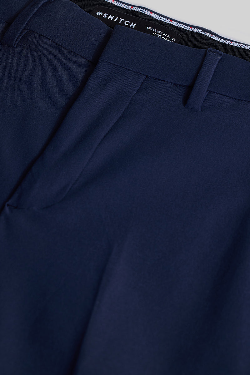 Dark Blue Slim Fit Stretch Trousers