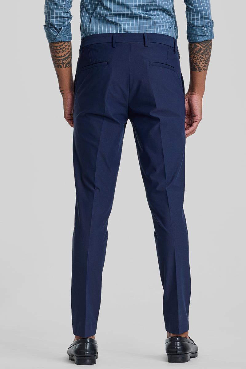 Dark Blue Slim Fit Stretch Trousers