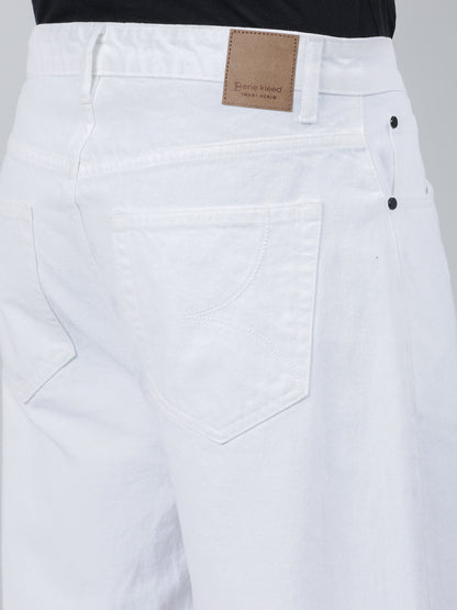 Men White Rigid Baggy Fit Solid Jeans