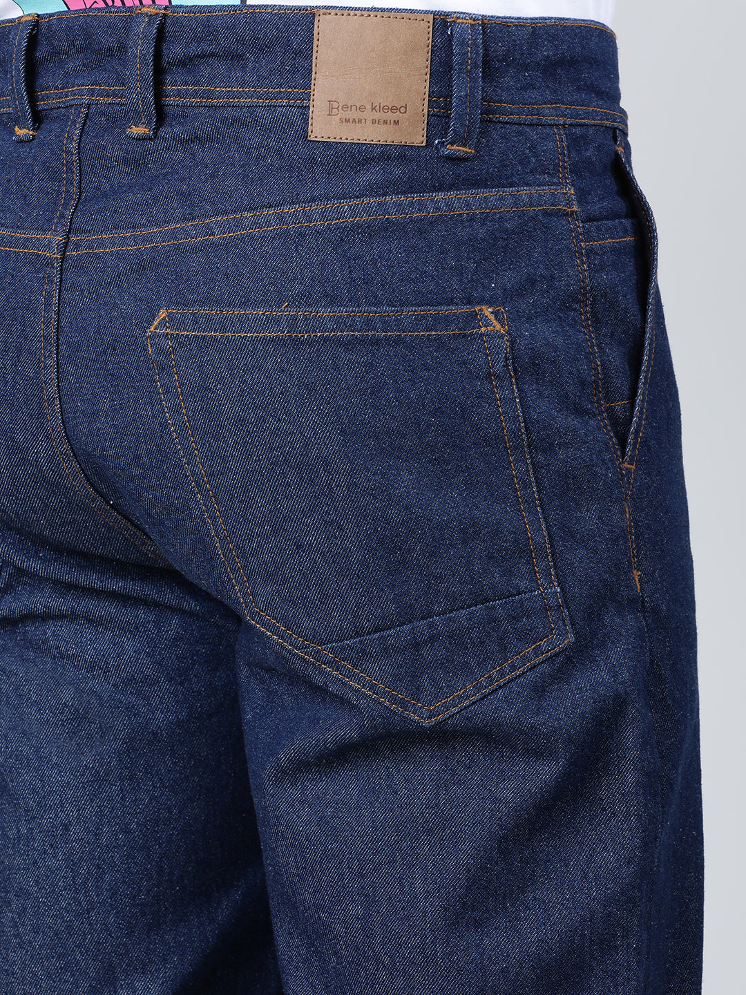 Men Navy Comfy Tapered Fit Solid Denim Jeans