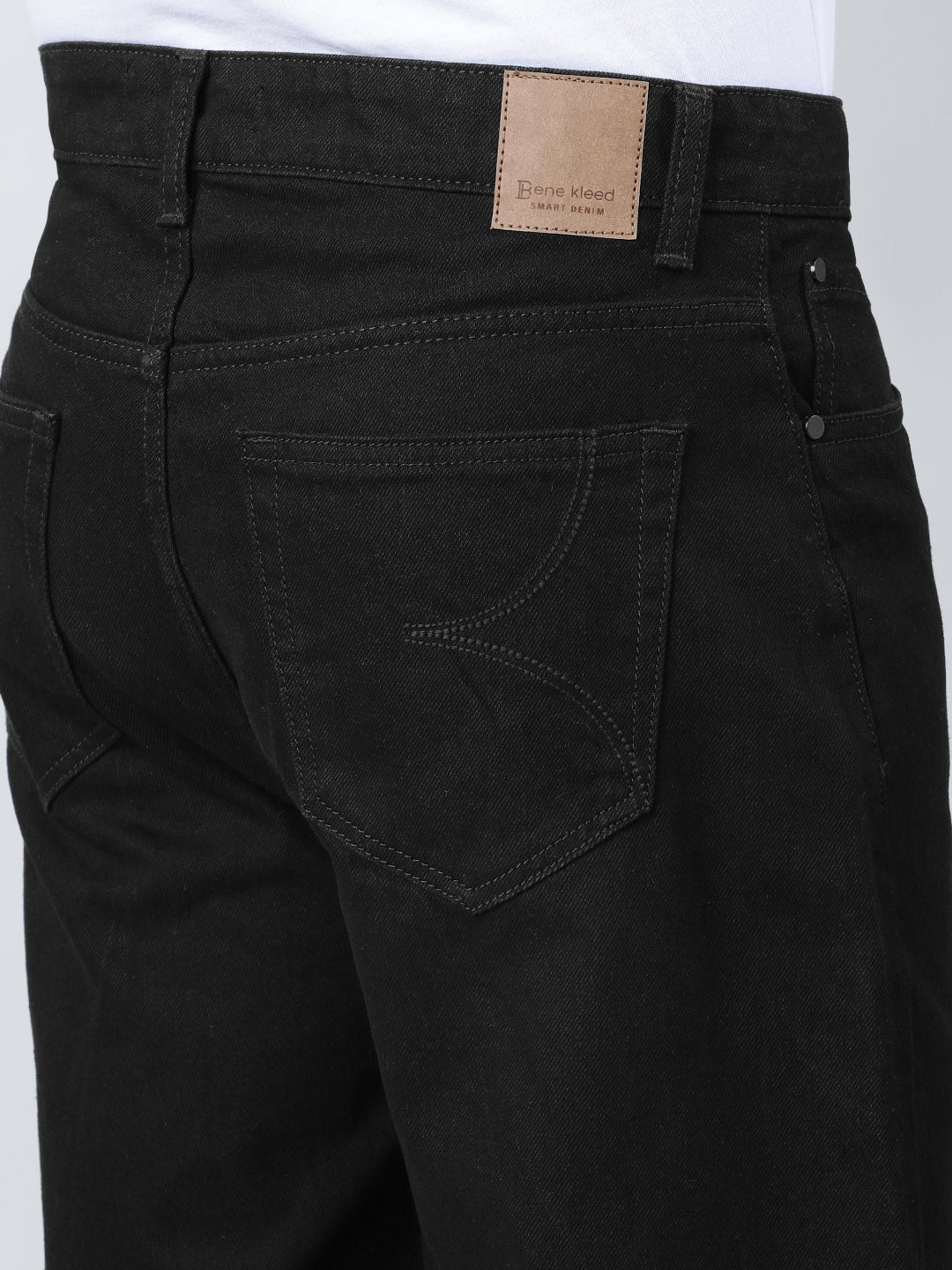 Men Black Rigid Baggy Fit Solid Jeans