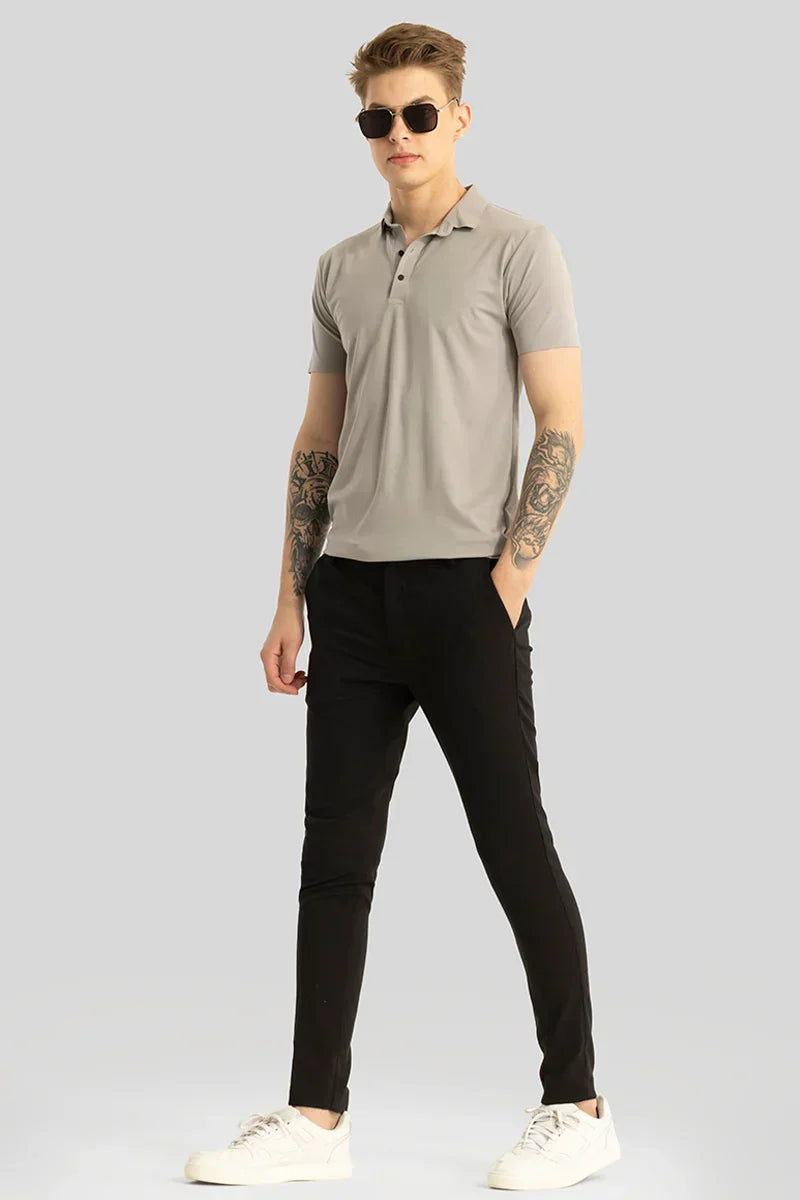 Yann Black Plain Slim Fit Trousers