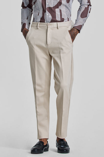 Beige Slim Fit Trousers