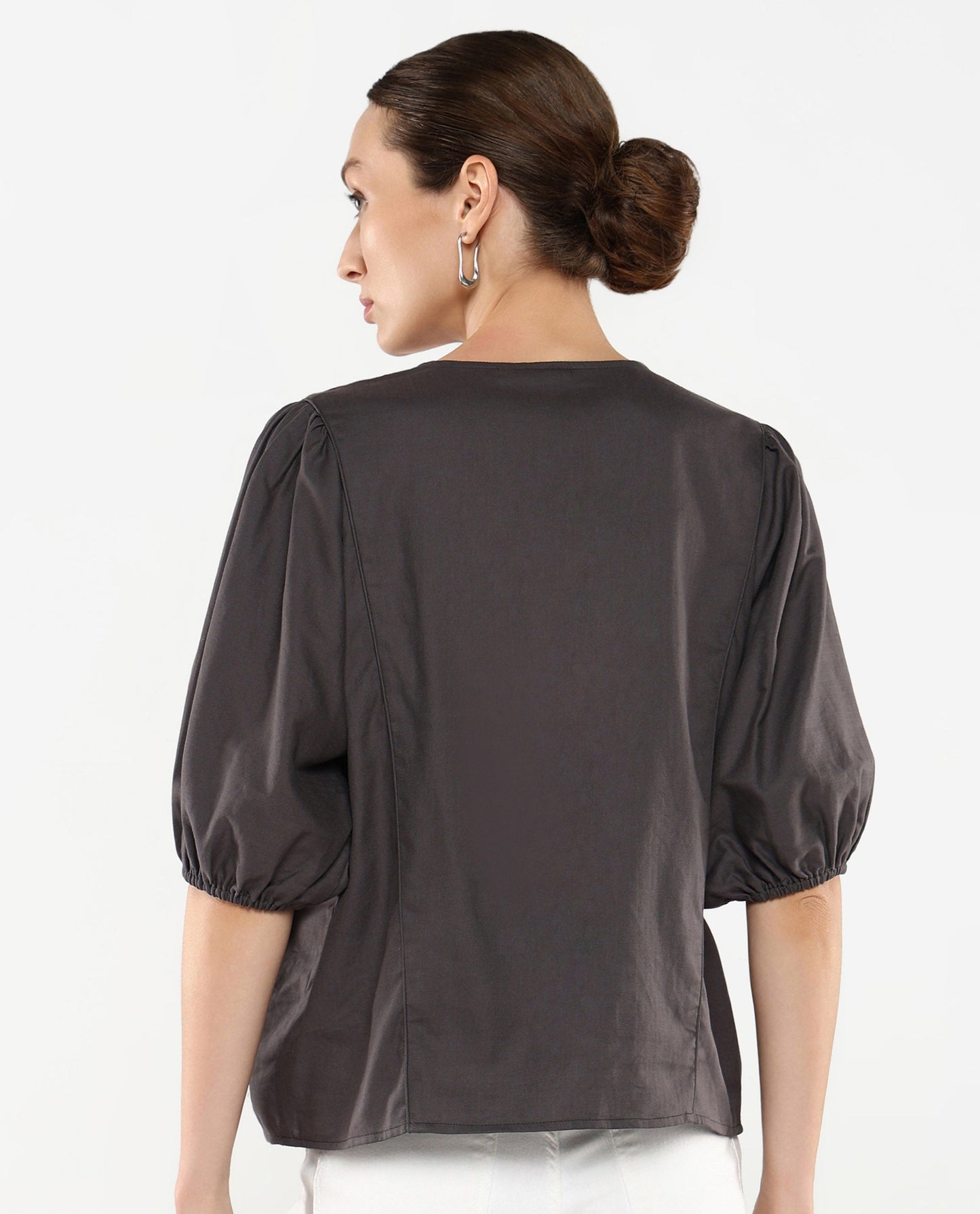 Rareism Women Artemis Grey Plain Top