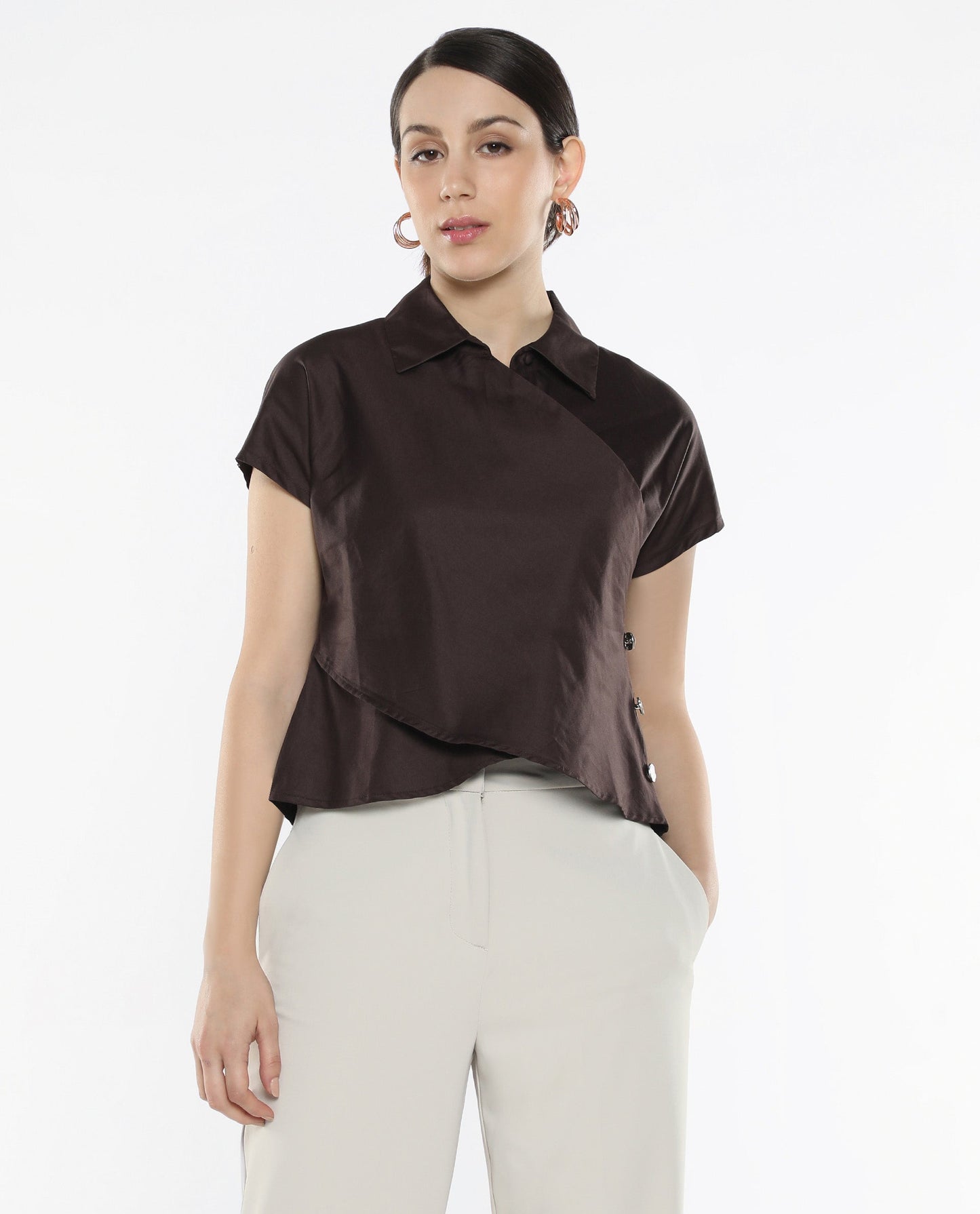 Rareism Women Aurelia Brown Plain Top