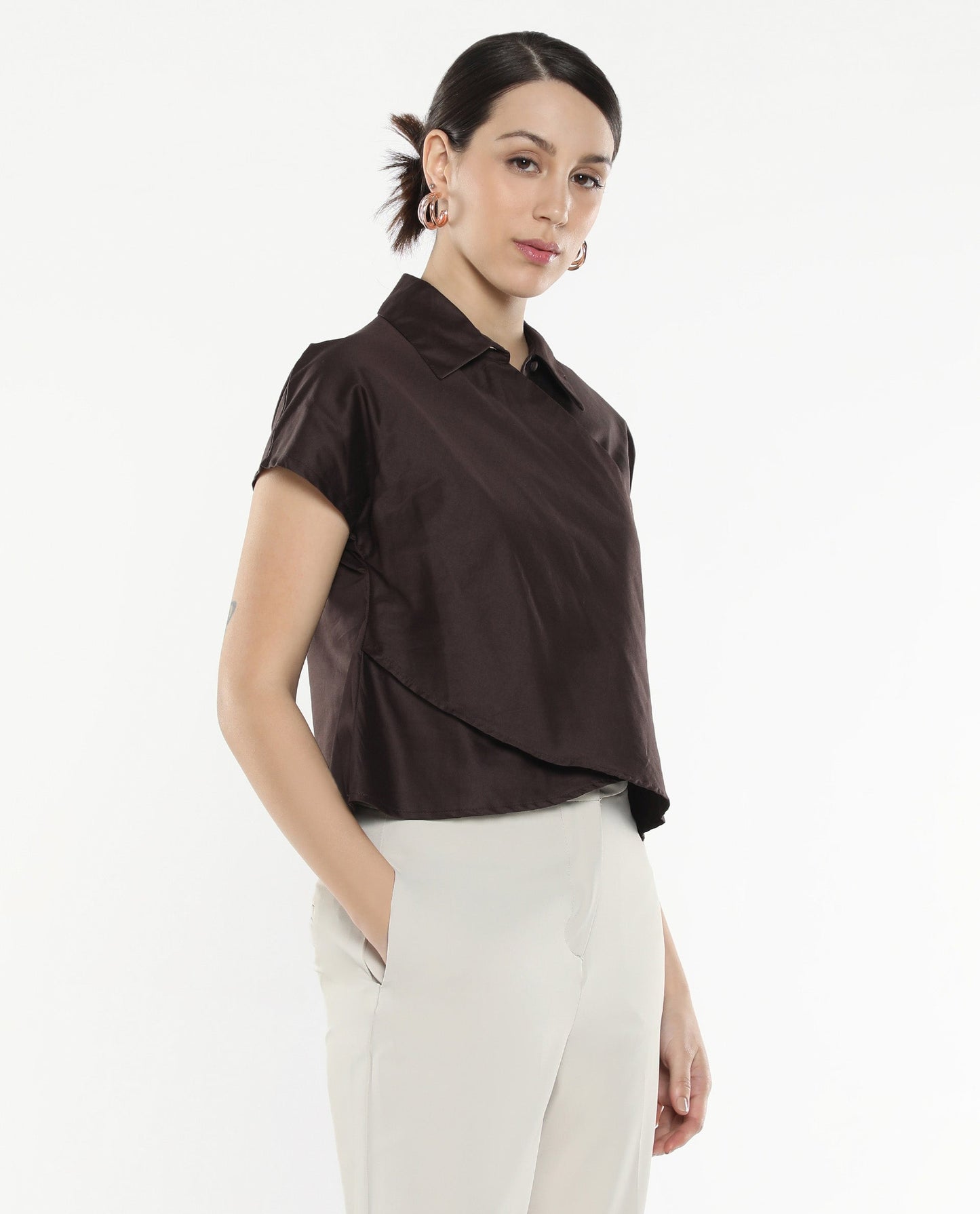 Rareism Women Aurelia Brown Plain Top