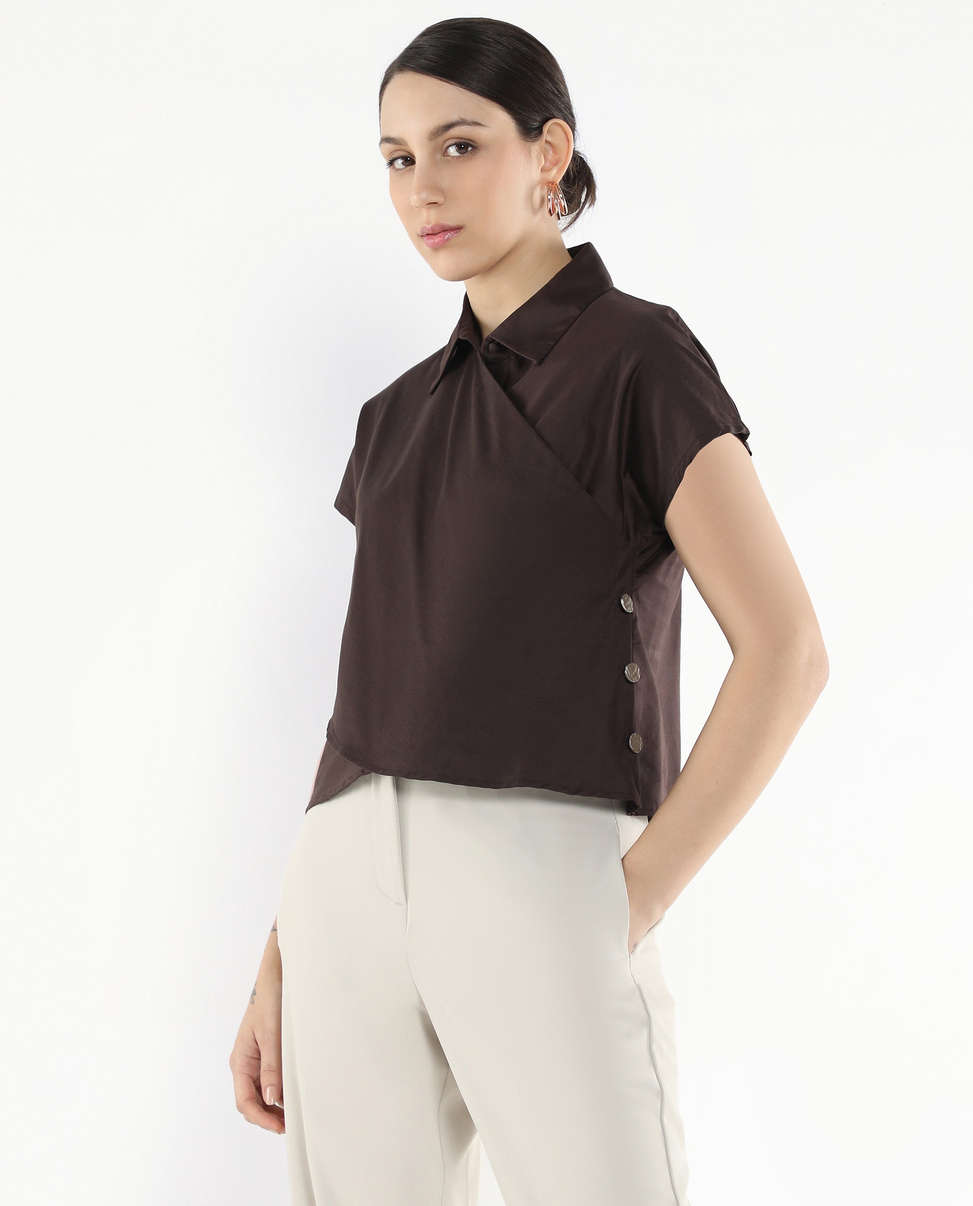 Rareism Women Aurelia Brown Plain Top