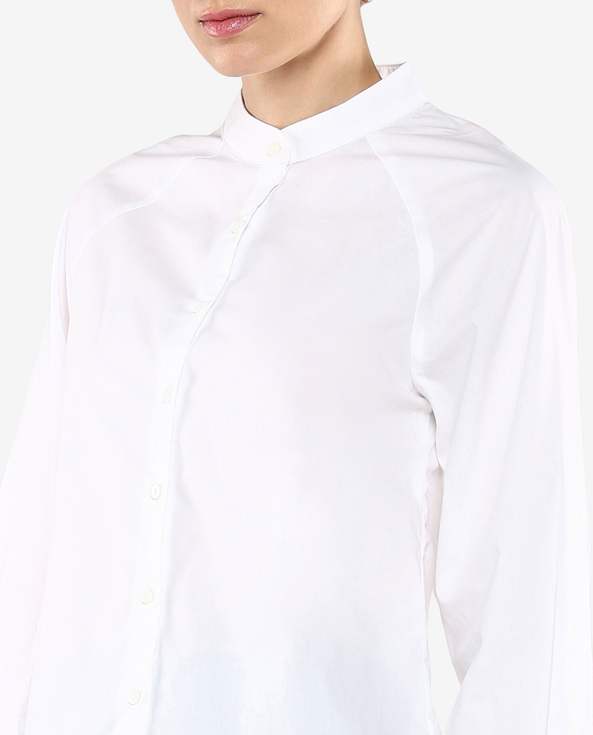 Rareism Women Bartpo White Full Sleeve Ruffled Neck Plain Top