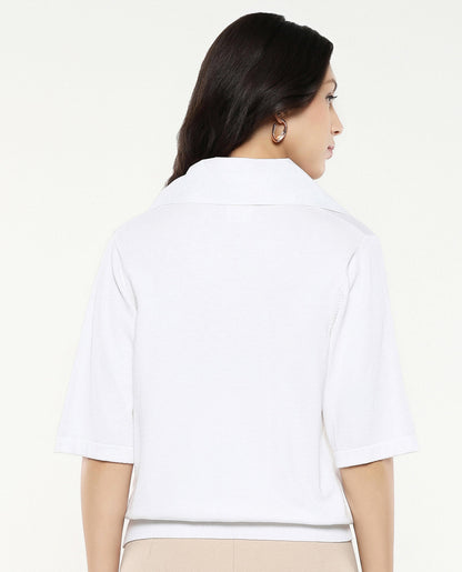 Rareism Women Bene White Relaxed Fit Plain Top