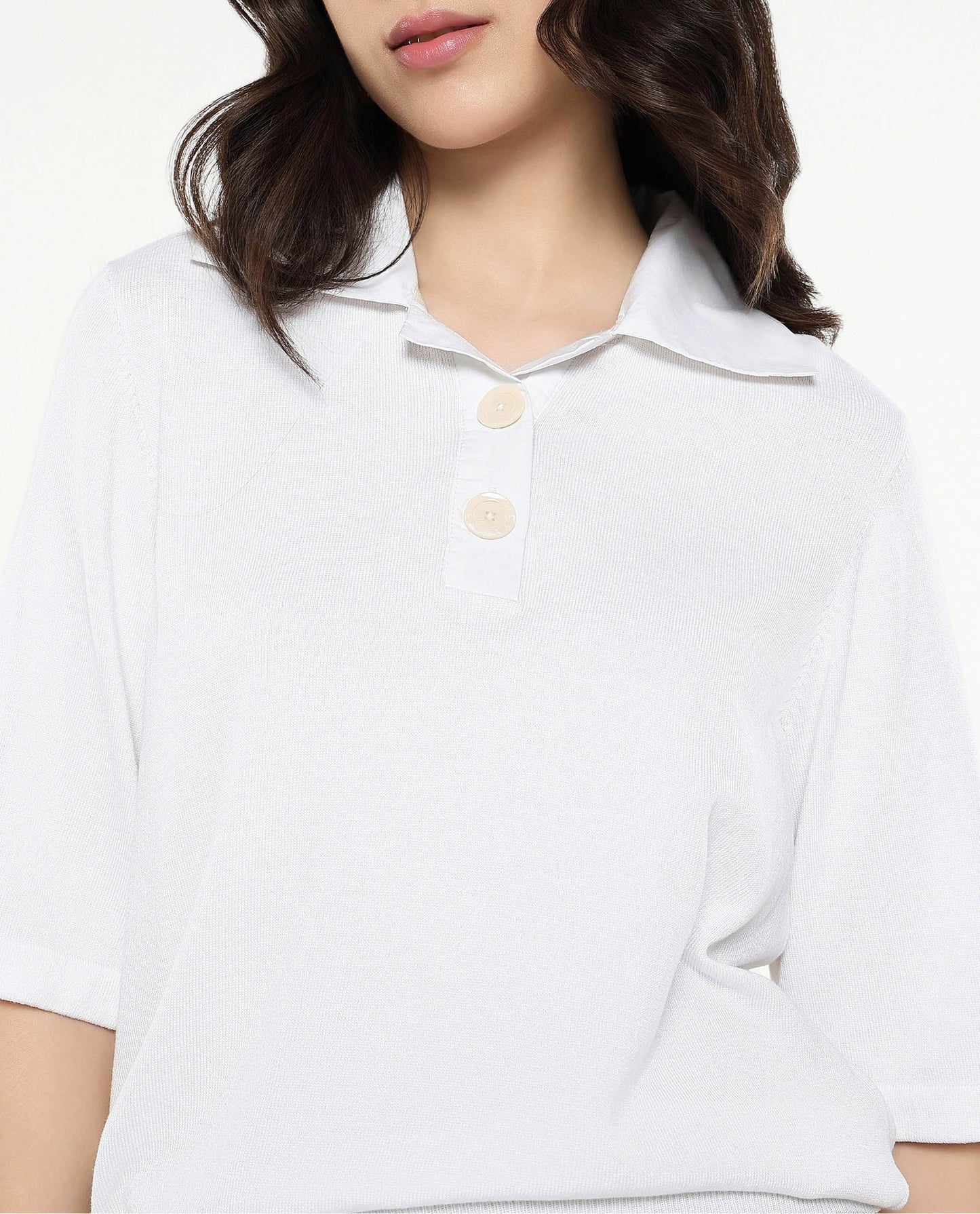 Rareism Women Bene White Relaxed Fit Plain Top