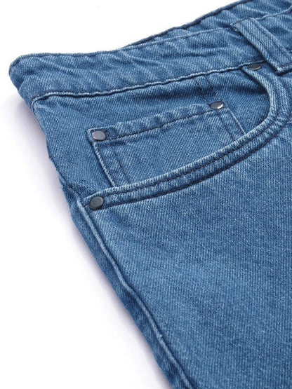 Men Denim Blue Boot-Cut Solid Jeans