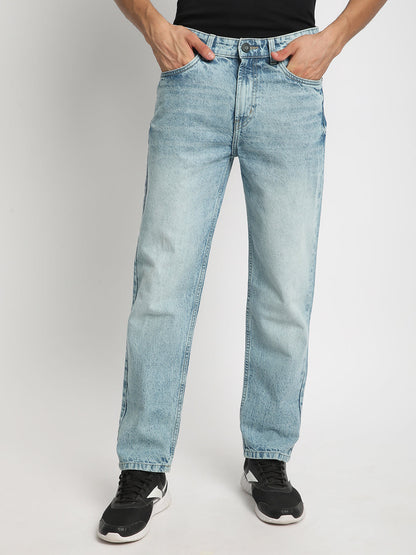 Men Blue Relaxed Fit Solid Light Shade Jeans