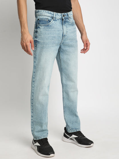 Men Blue Relaxed Fit Solid Light Shade Jeans