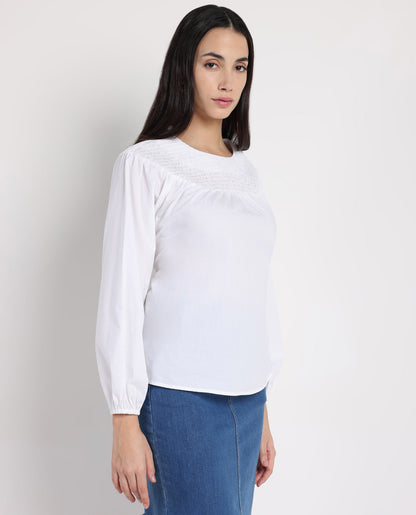 Rareism Women Cassius White Plain Top