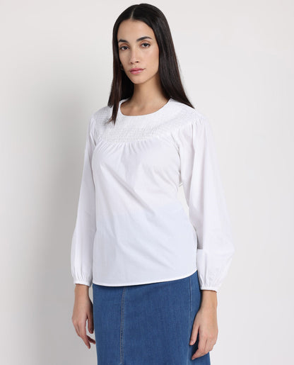 Rareism Women Cassius White Plain Top