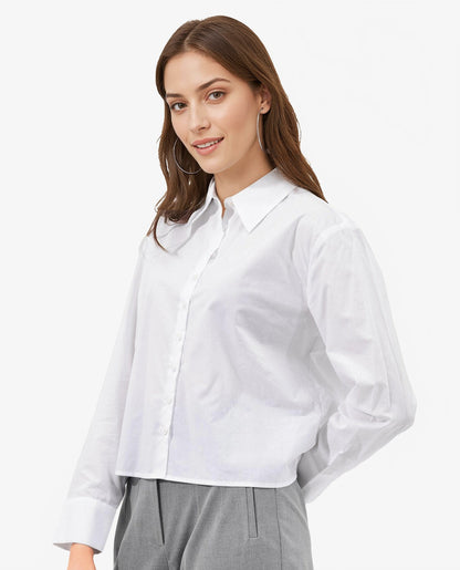 Rareism Women Charon White Cotton With Concealed Placket Shirt