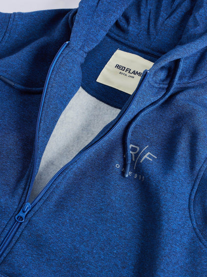 Blue Fleece Sleeve Less Hooded Sweatshirt