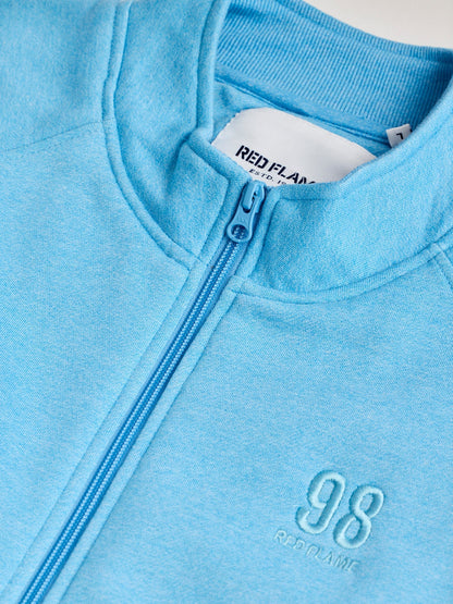 Blue Fleece High Neck Sweatshirt