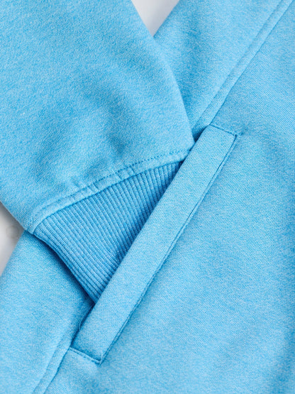 Blue Fleece High Neck Sweatshirt