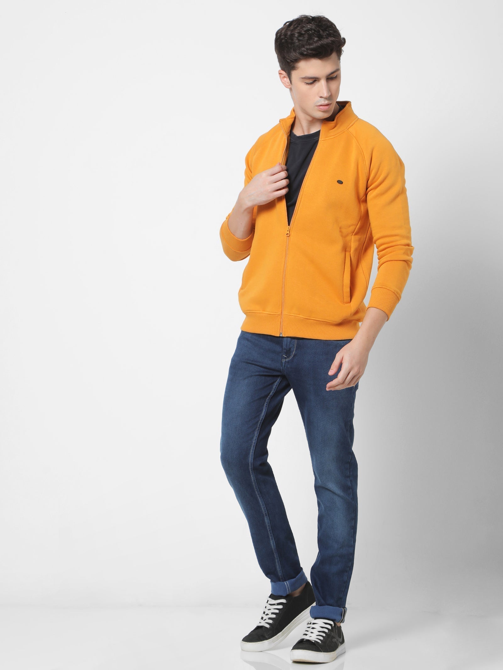 Yellow Fleece High Neck Sweatshirt