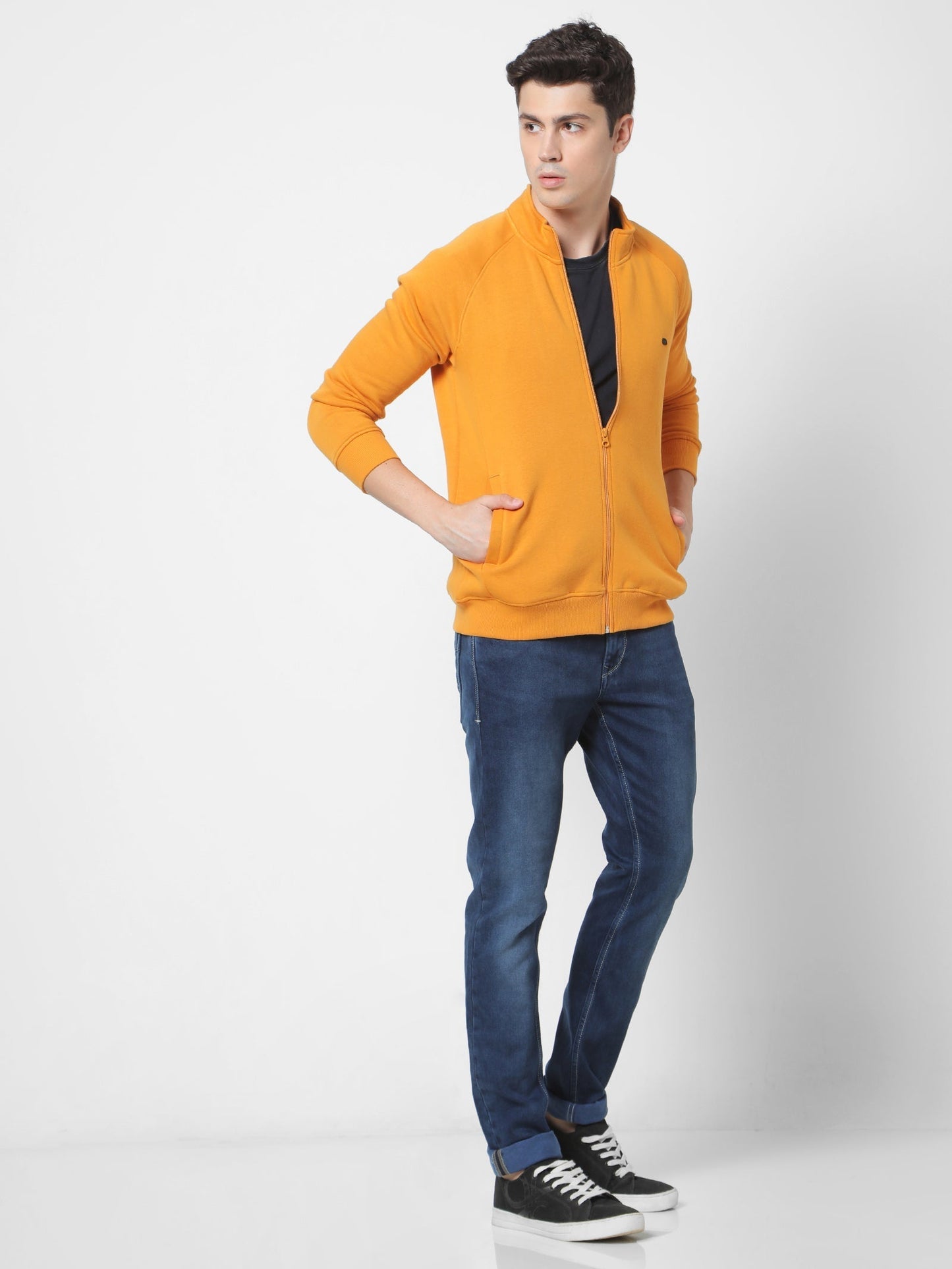 Yellow Fleece High Neck Sweatshirt