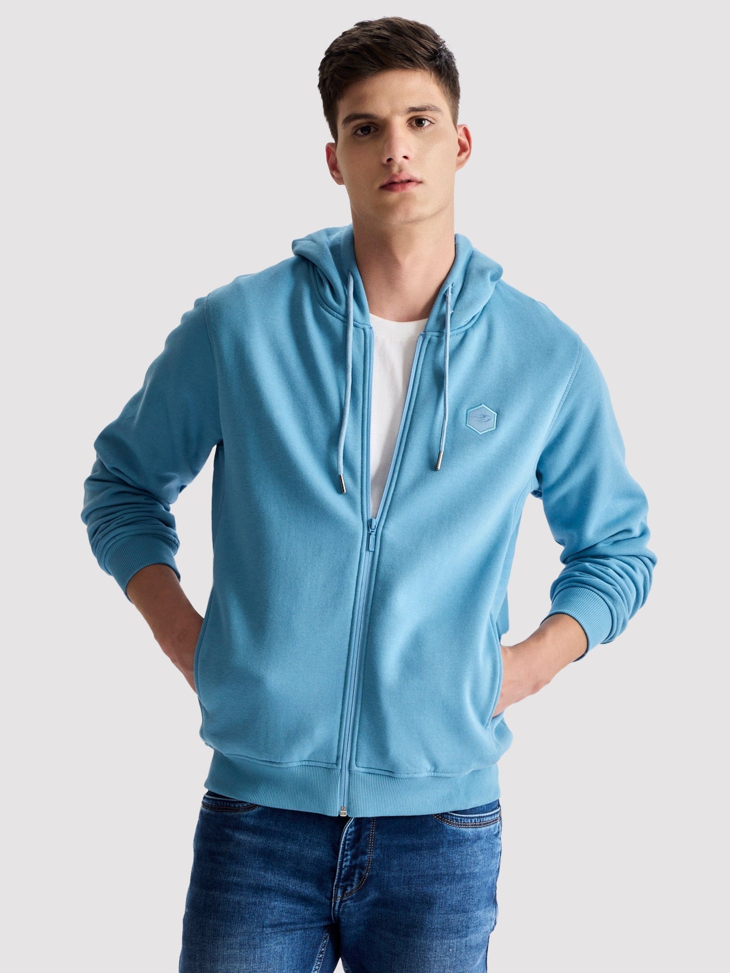 Blue Fleece Hooded Sweatshirt