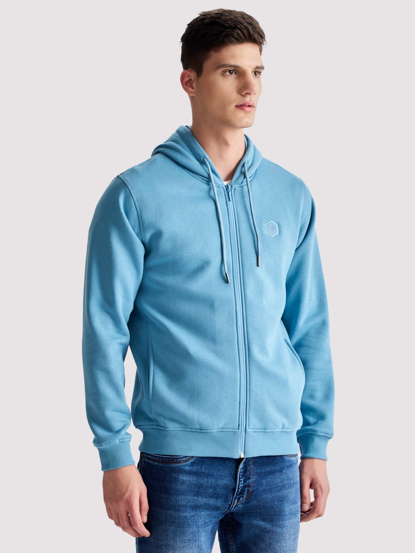 Blue Fleece Hooded Sweatshirt