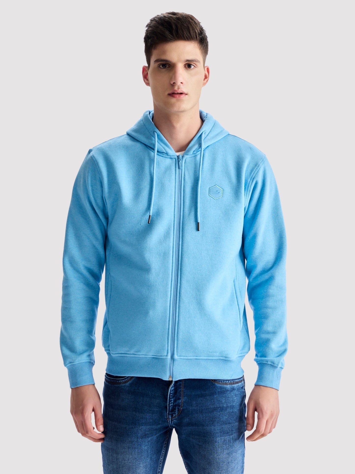 Blue Fleece Hooded Sweatshirt