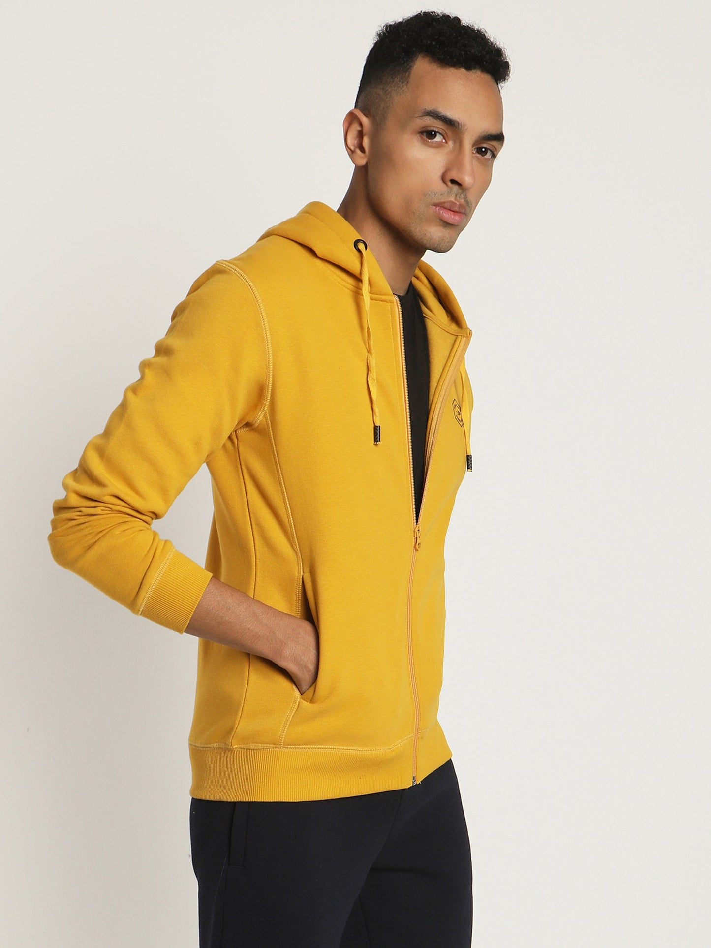 Yellow Fleece Hooded Sweatshirt