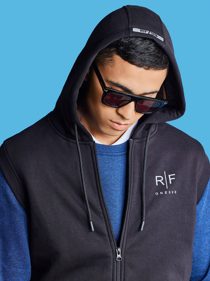 Black Fleece Sleeve Less Hooded Sweatshirt