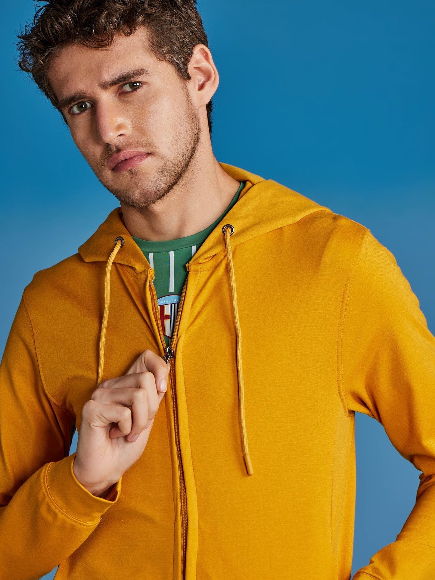 Yellow 4-Way Stretch Hooded Sweatshirt