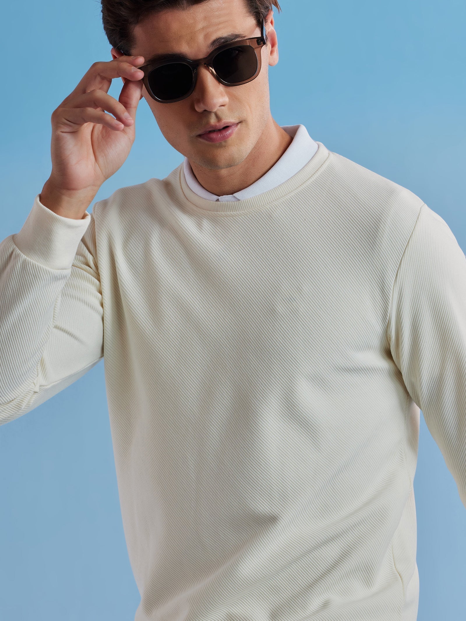 Cream Ottoman Crew Neck Sweatshirt