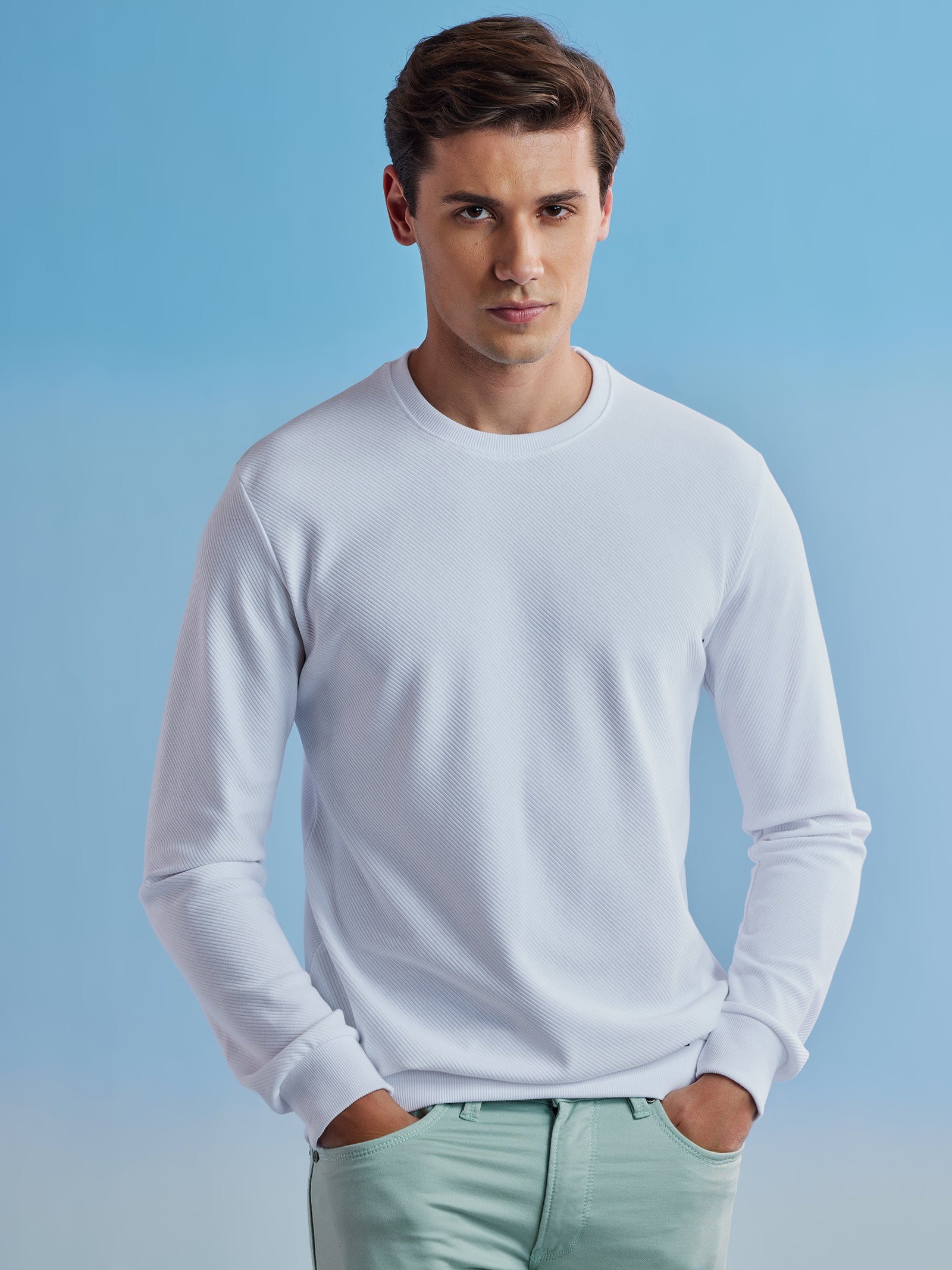 White Ottoman Crew Neck Sweatshirt