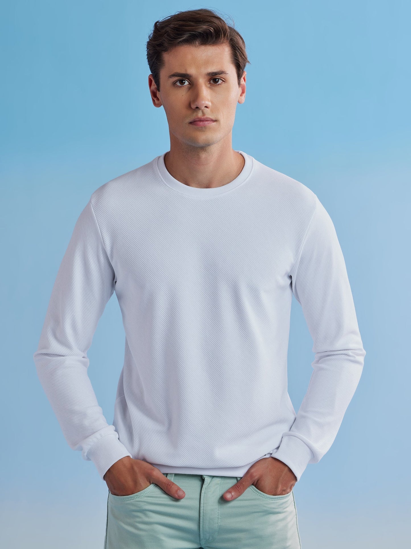 White Ottoman Crew Neck Sweatshirt