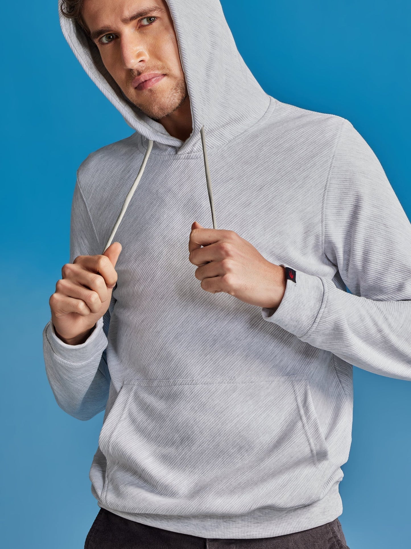 White Ottoman Crew Neck Hooded Sweatshirt