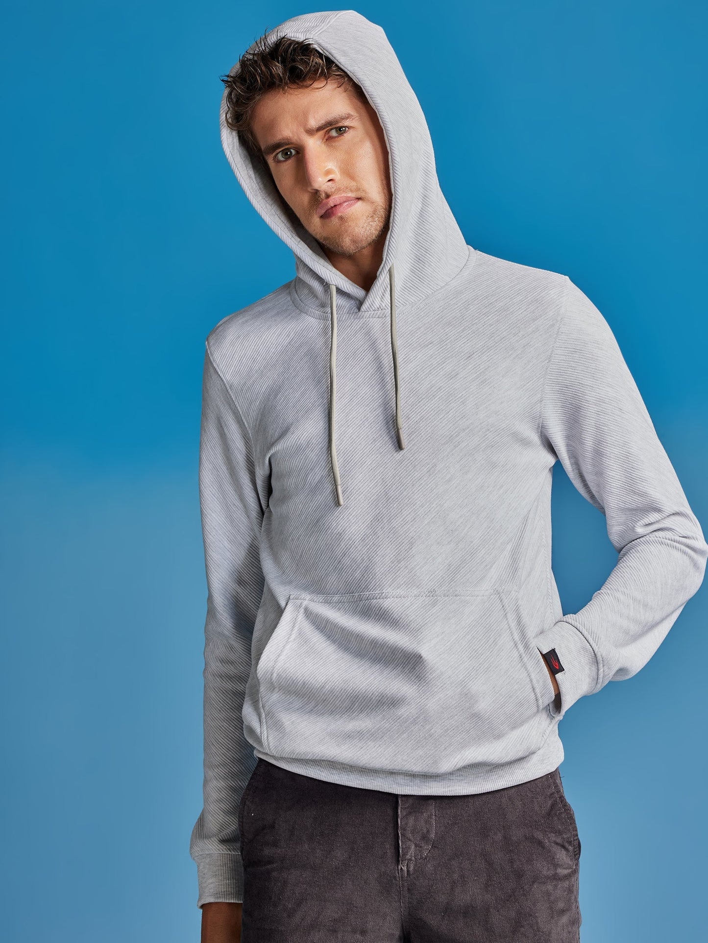 White Ottoman Crew Neck Hooded Sweatshirt