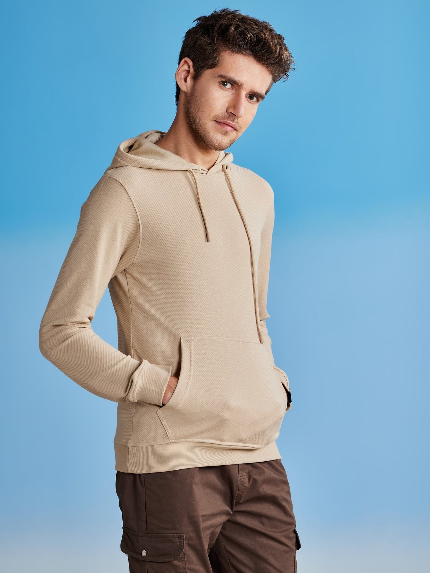 Cream Ottoman Crew Neck Hooded Sweatshirt