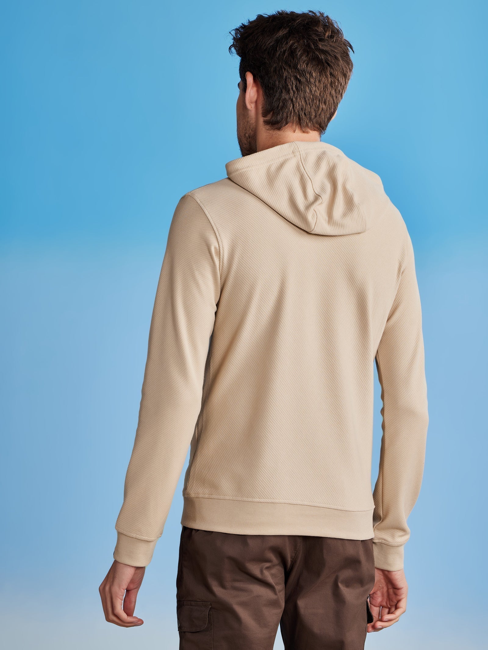 Cream Ottoman Crew Neck Hooded Sweatshirt