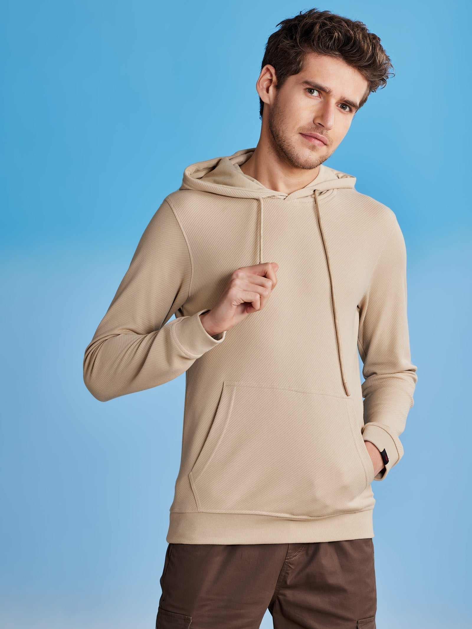 Cream Ottoman Crew Neck Hooded Sweatshirt